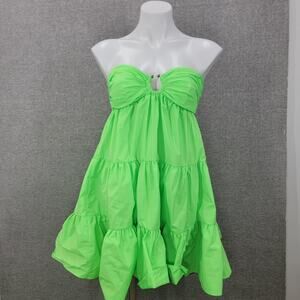 ANIYE BY LIME GREEN TIERED MINI DRESS, SIZE 40